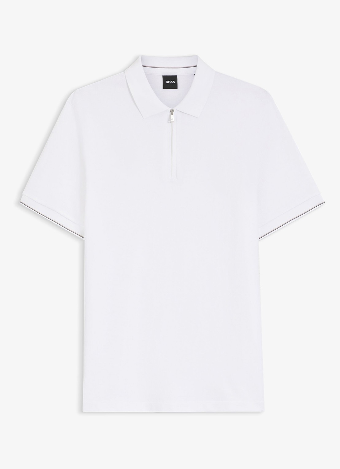 BOSS Regular fit polo met halve rits - voorkant 2 wit