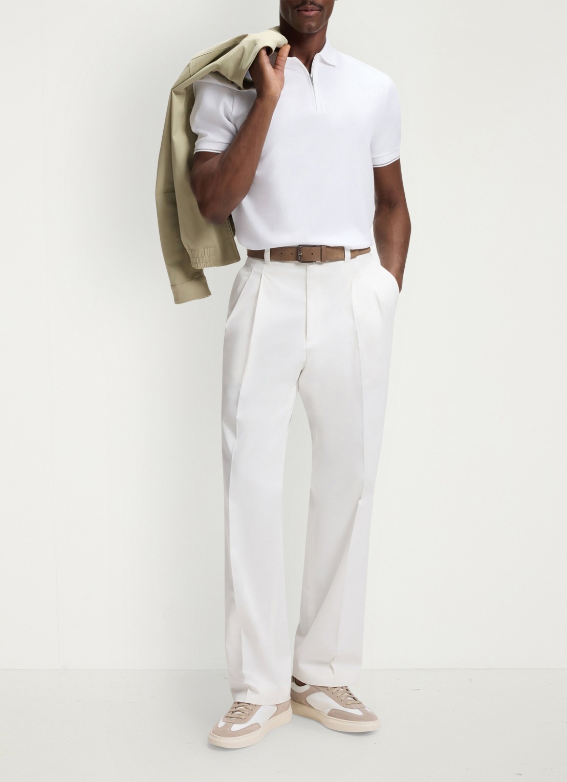 BOSS Regular fit polo met halve rits - voorkant 3 wit