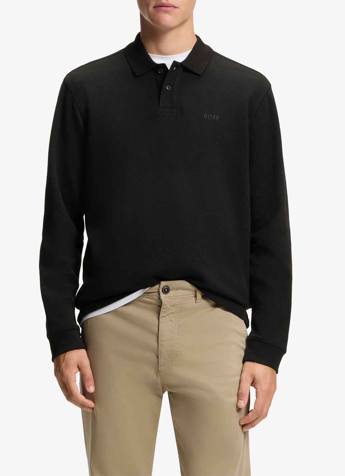 BOSS Regular fit polo met logo - detail 3 zwart