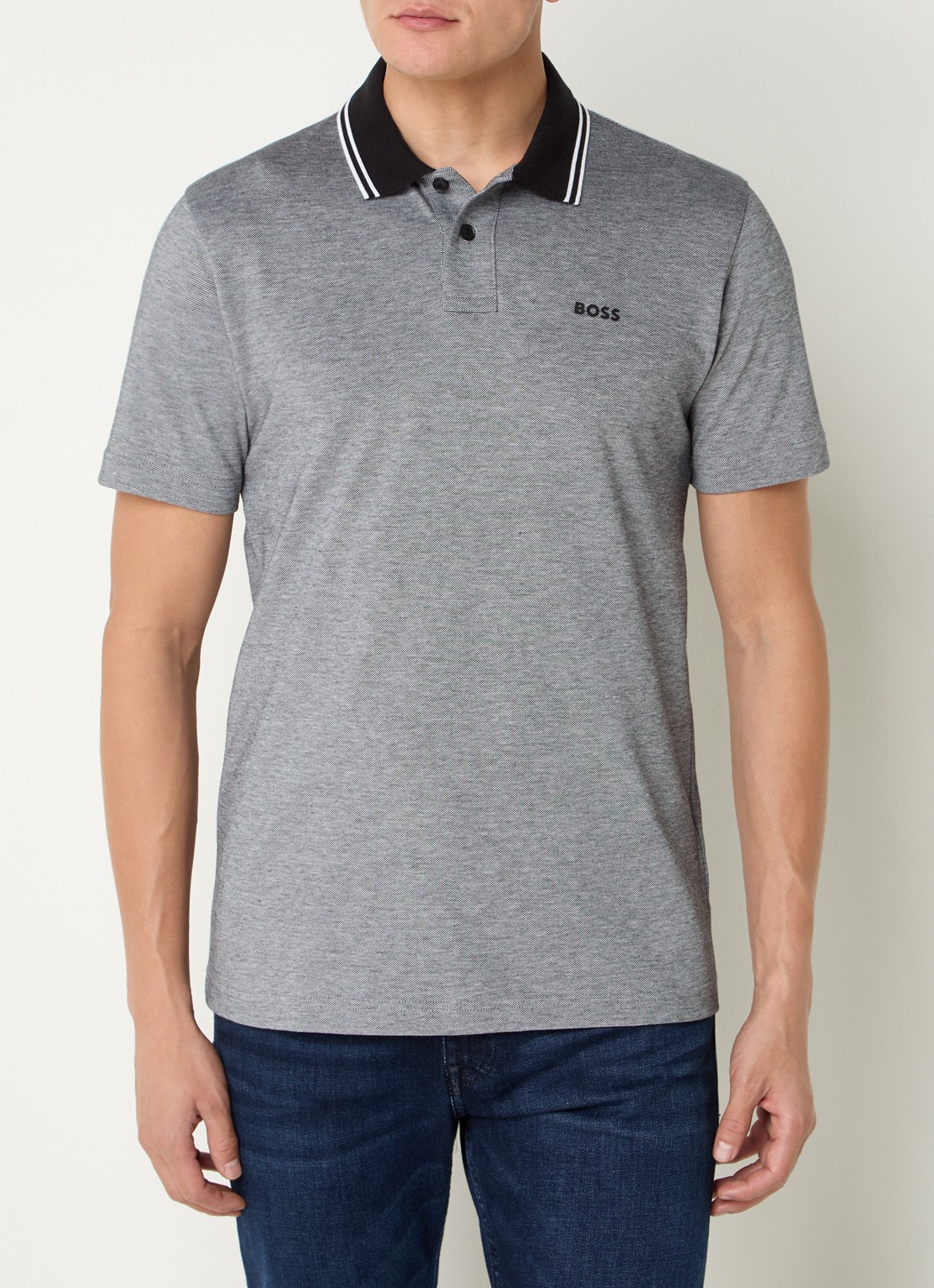 BOSS Regular fit polo met logo - detail 3 zwart