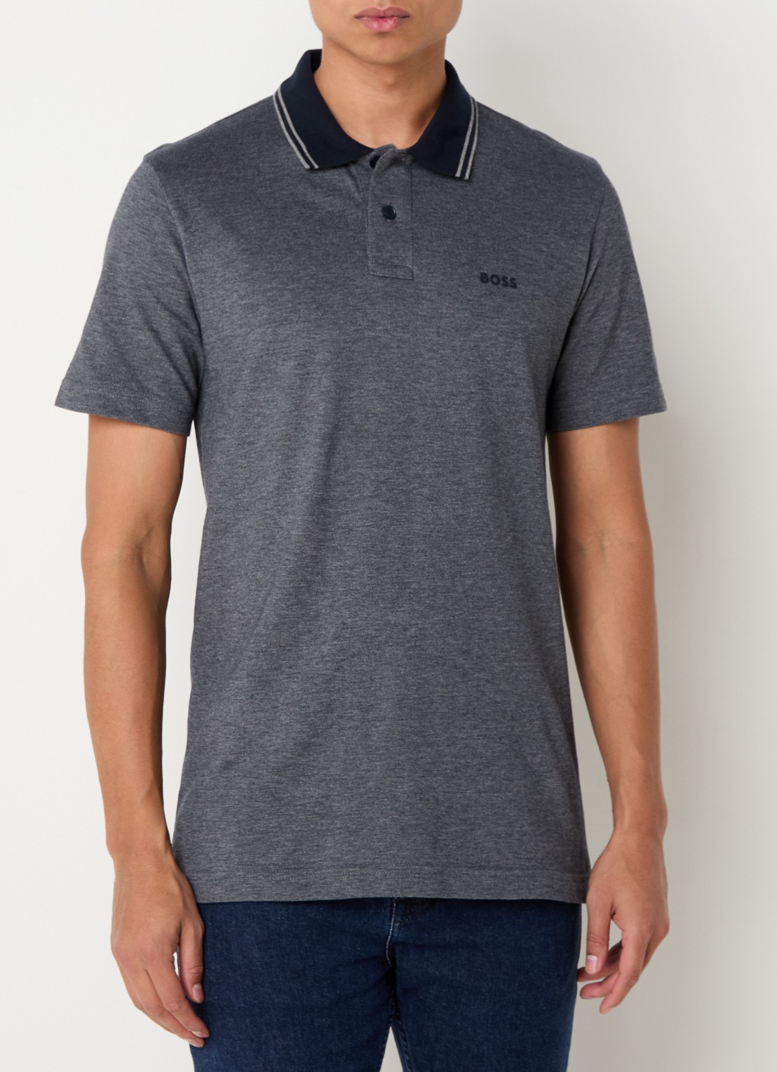 BOSS Regular fit polo met logo - detail 4 donkerblauw