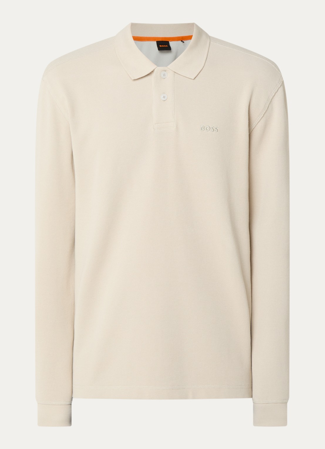 BOSS Regular fit polo met logo - voorkant beige