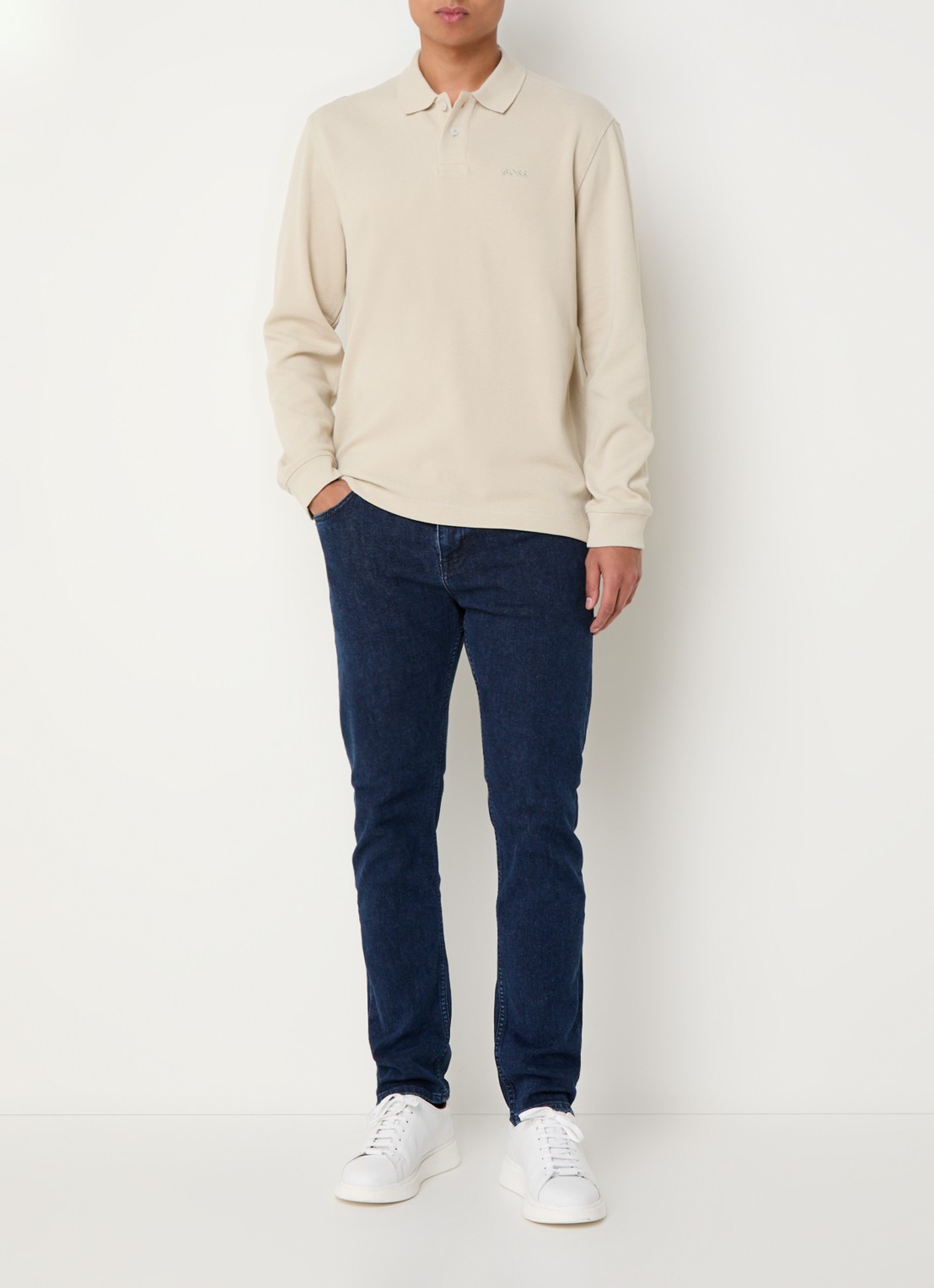 BOSS Regular fit polo met logo - voorkant 2 beige