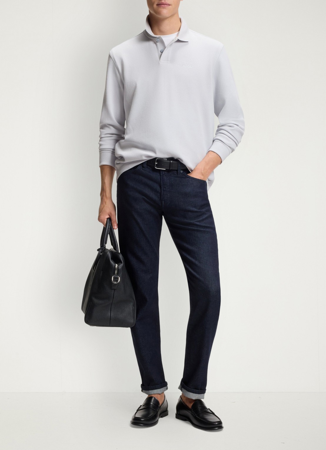 BOSS Regular fit polo met logo - voorkant 3 lichtgrijs