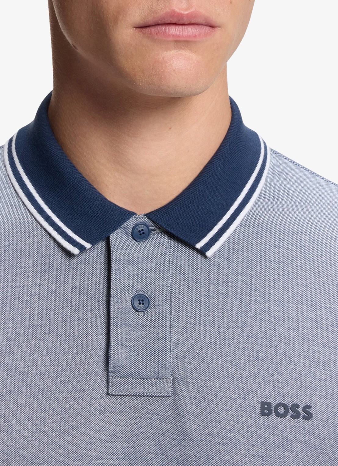 BOSS Regular fit polo met logo - detail 2 open blue-464
