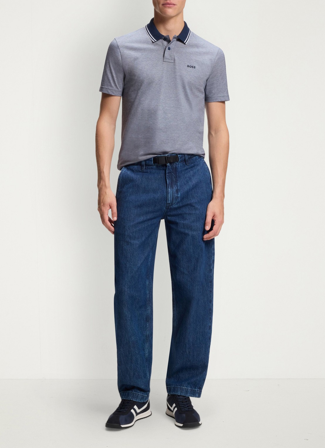 BOSS Regular fit polo met logo - voorkant 5 open blue-464