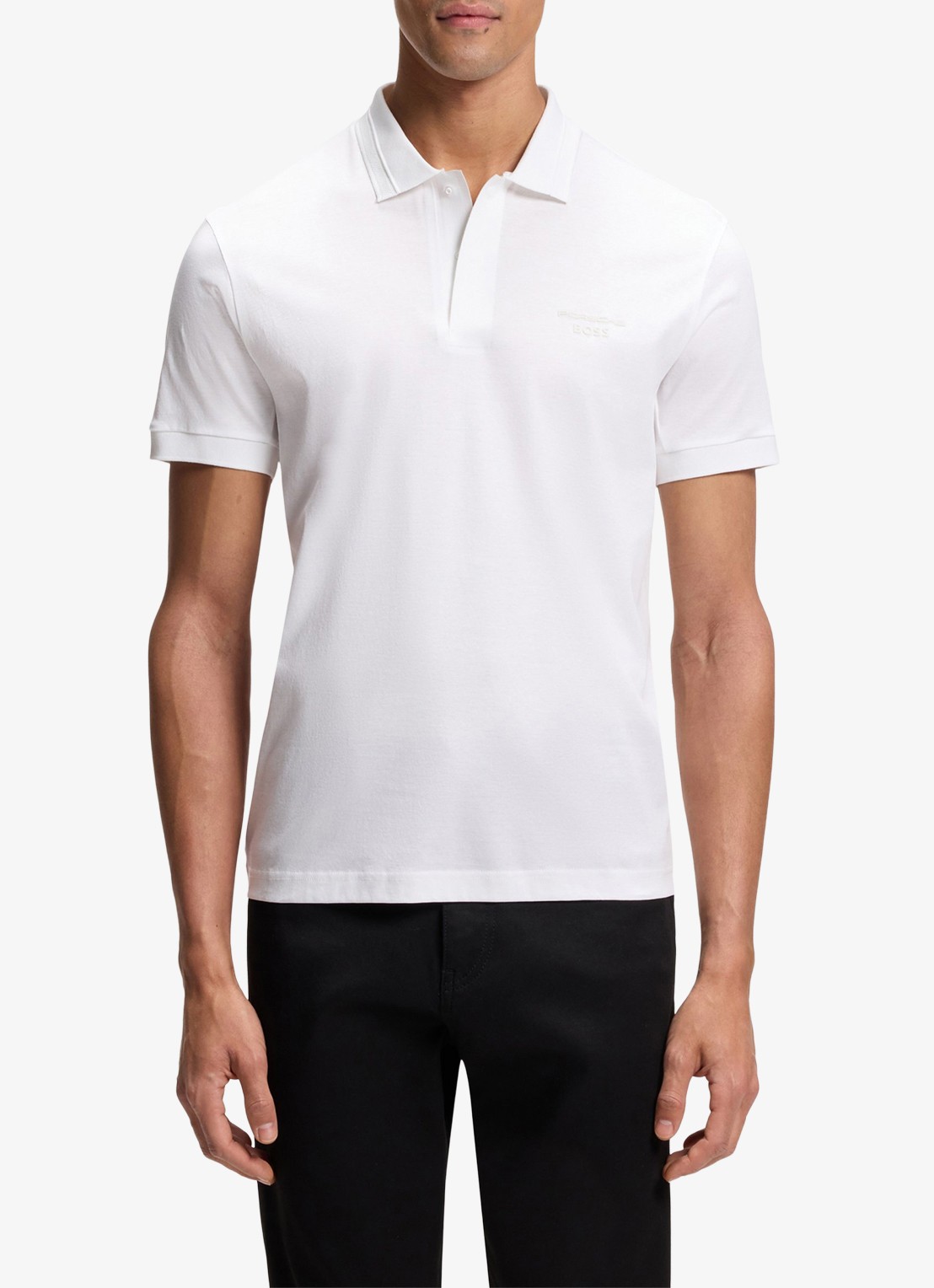 BOSS Regular fit polo met logo - detail wit