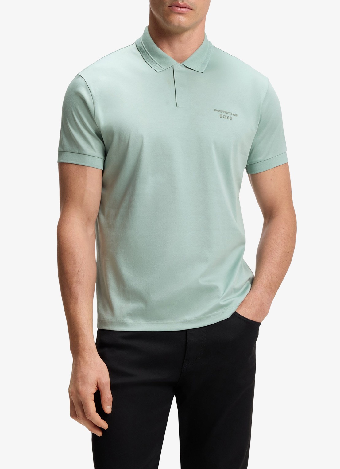 BOSS Regular fit polo met logo - detail lindegroen