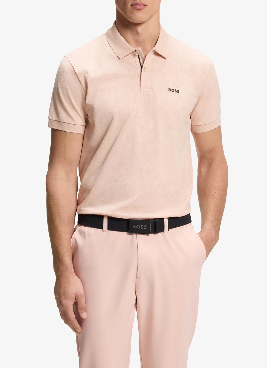 BOSS Regular fit polo met logoprint - detail 3 zalmroze