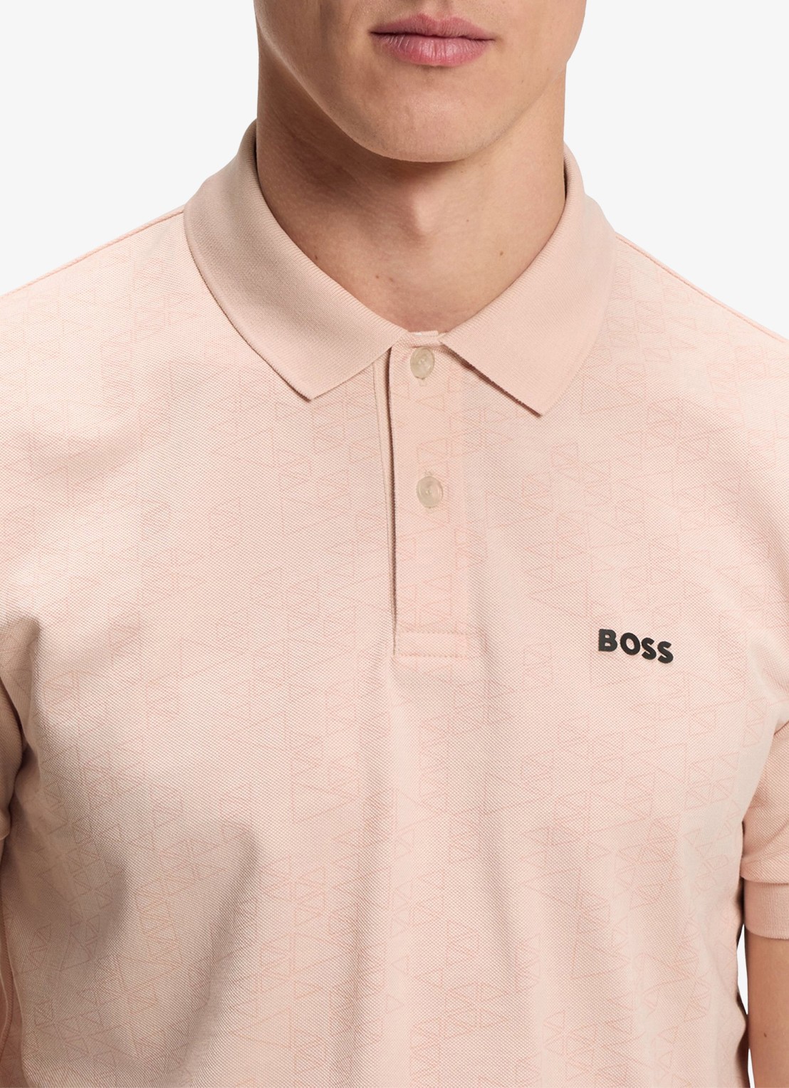 BOSS Regular fit polo met logoprint - detail 4 zalmroze