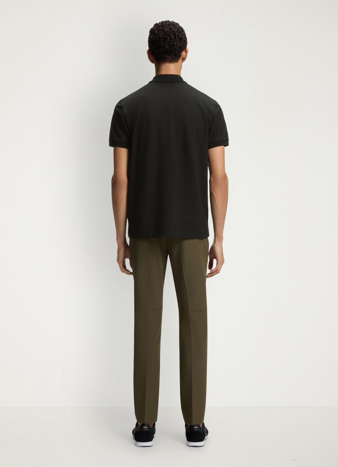 BOSS Regular fit polo met structuur  - achterkant zwart