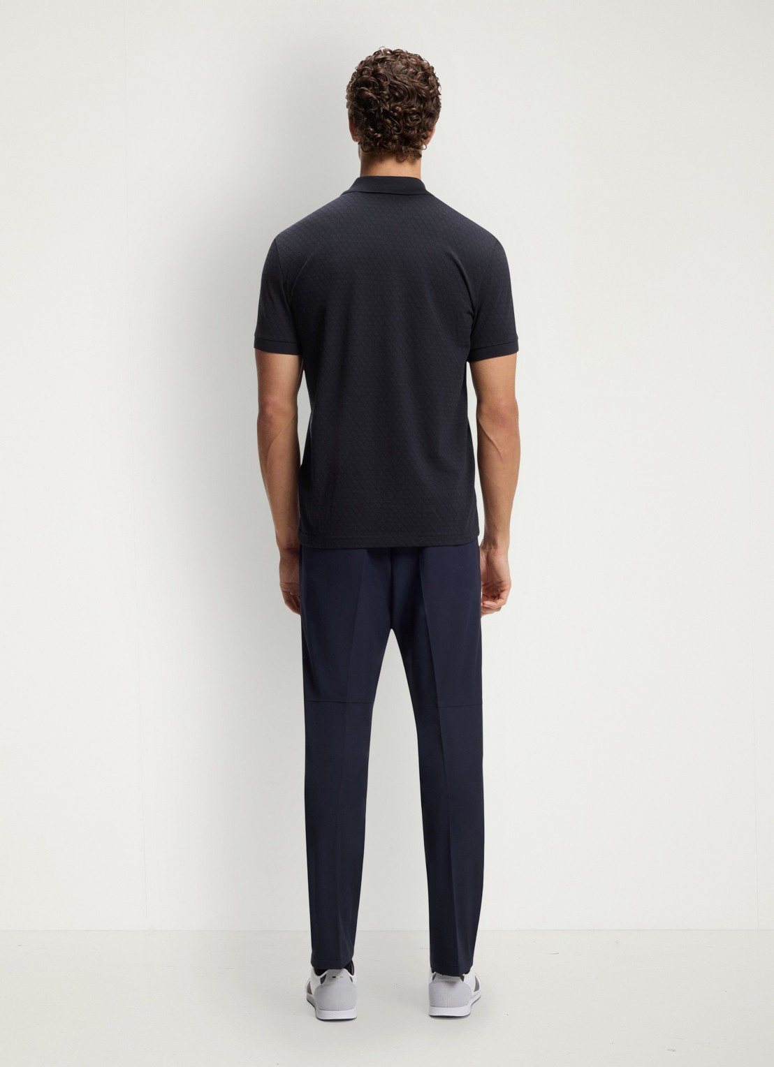 BOSS Regular fit polo met structuur  - achterkant 3 donkerblauw