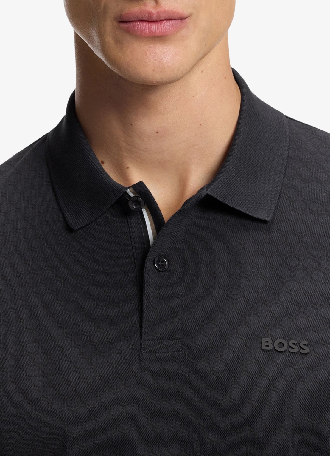 BOSS Regular fit polo met structuur  - detail 2 donkerblauw
