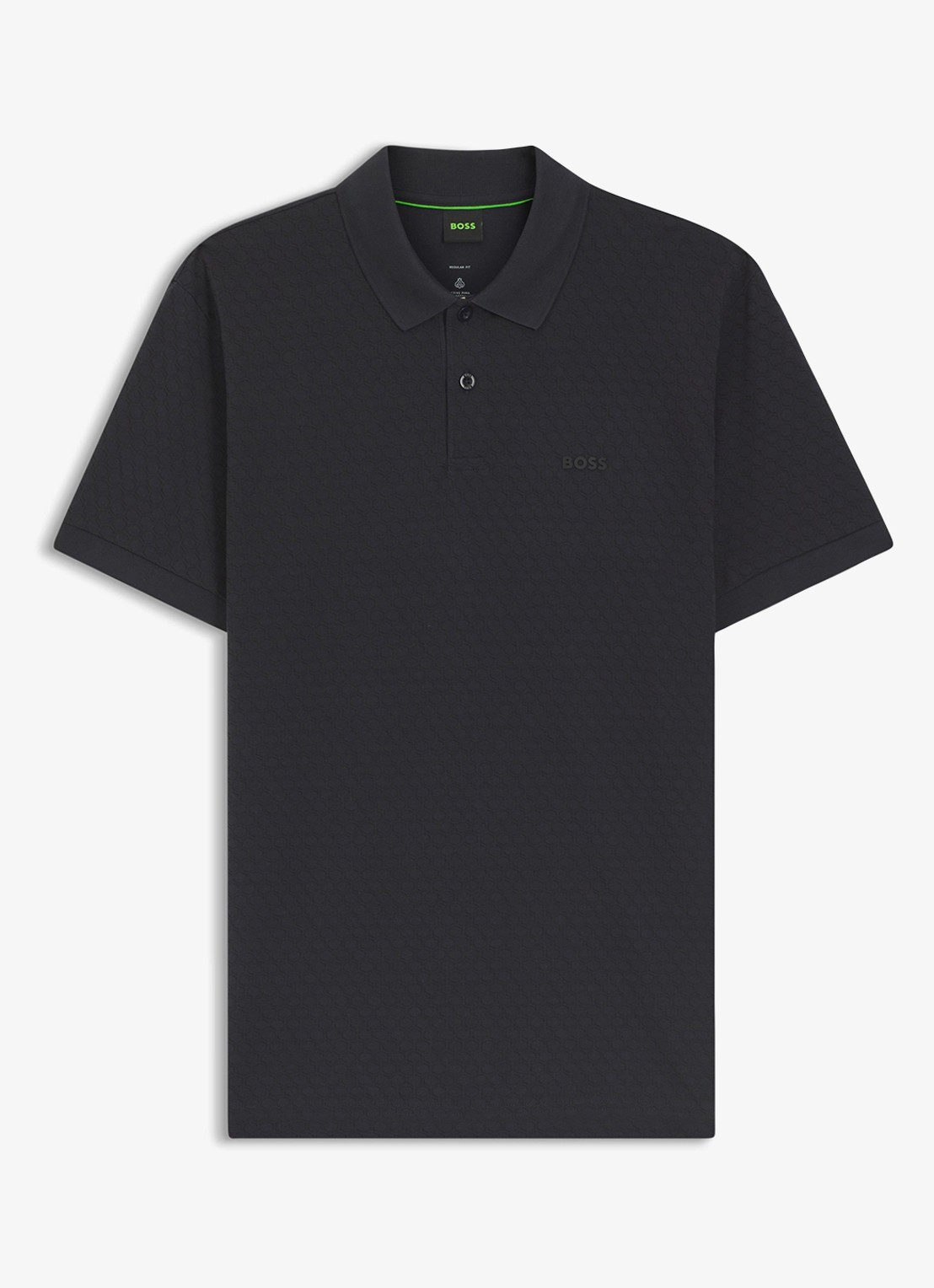 BOSS Regular fit polo met structuur  - voorkant 4 donkerblauw