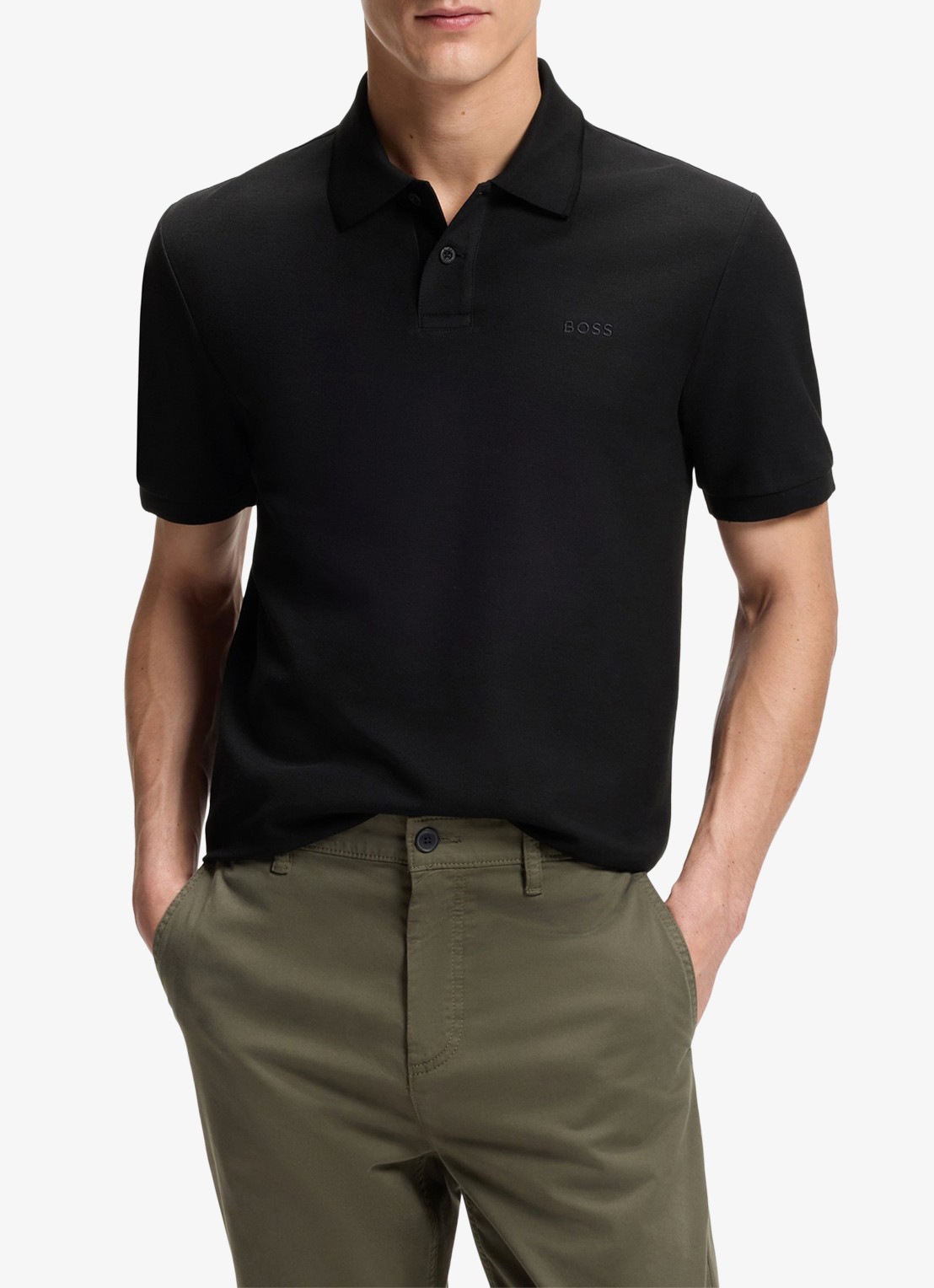 BOSS Regular fit polo van katoen - detail 3 zwart