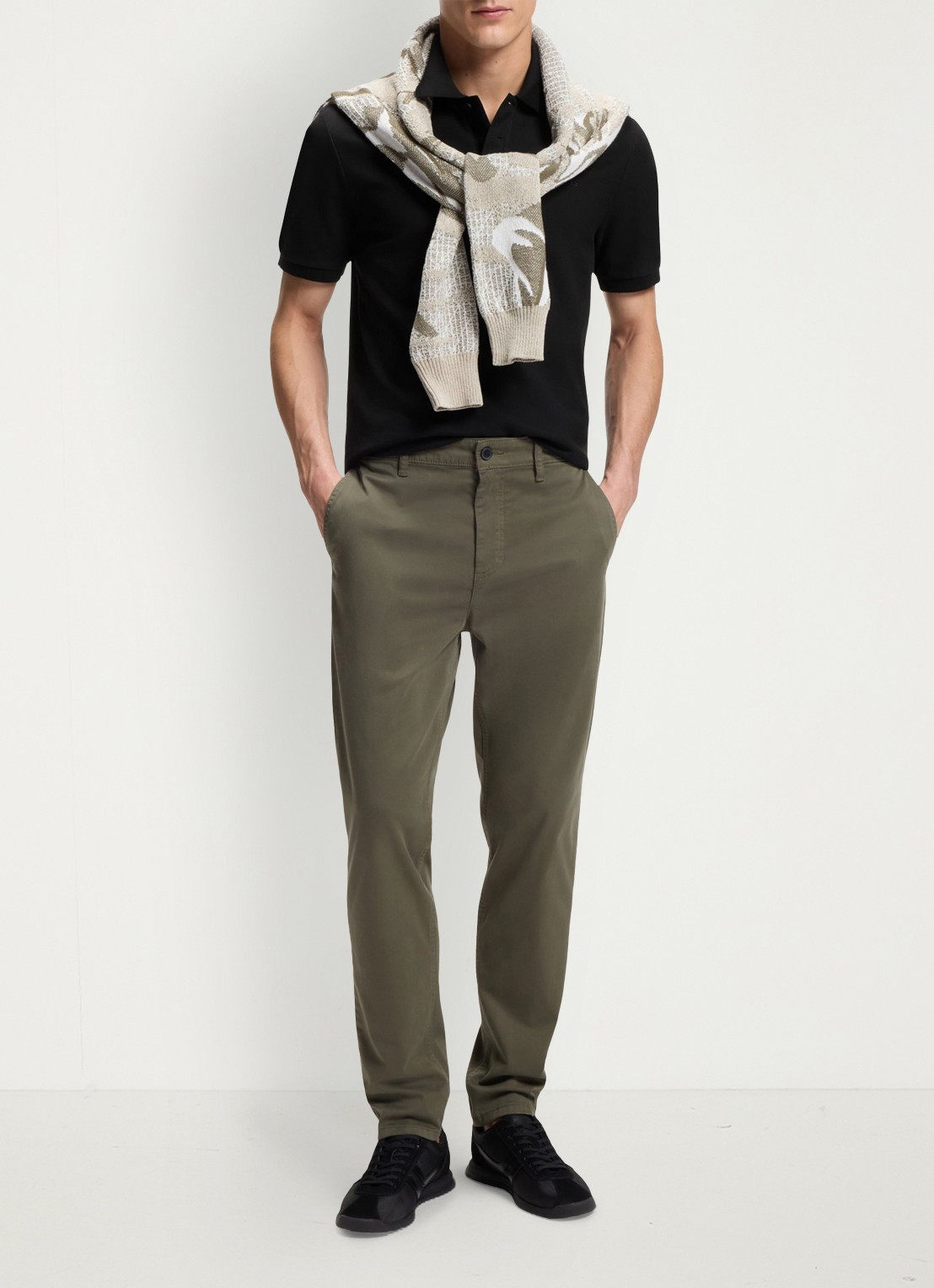BOSS Regular fit polo van katoen - voorkant 2 zwart