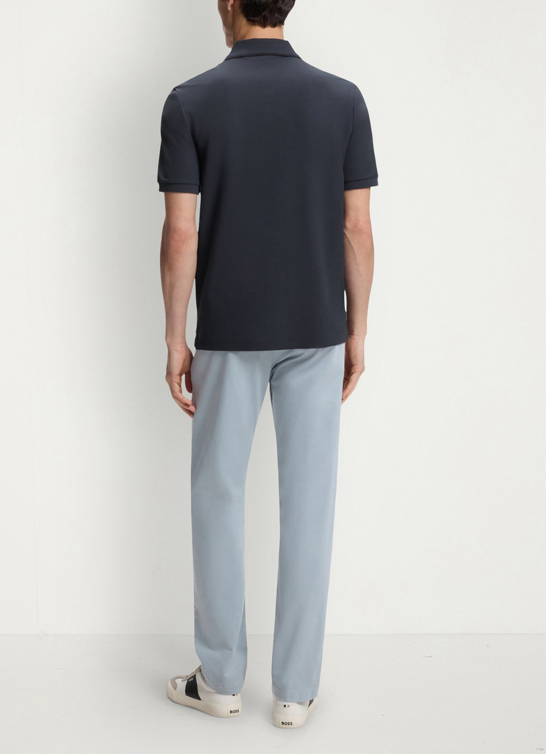 BOSS Regular fit polo van katoen - achterkant 5 donkerblauw