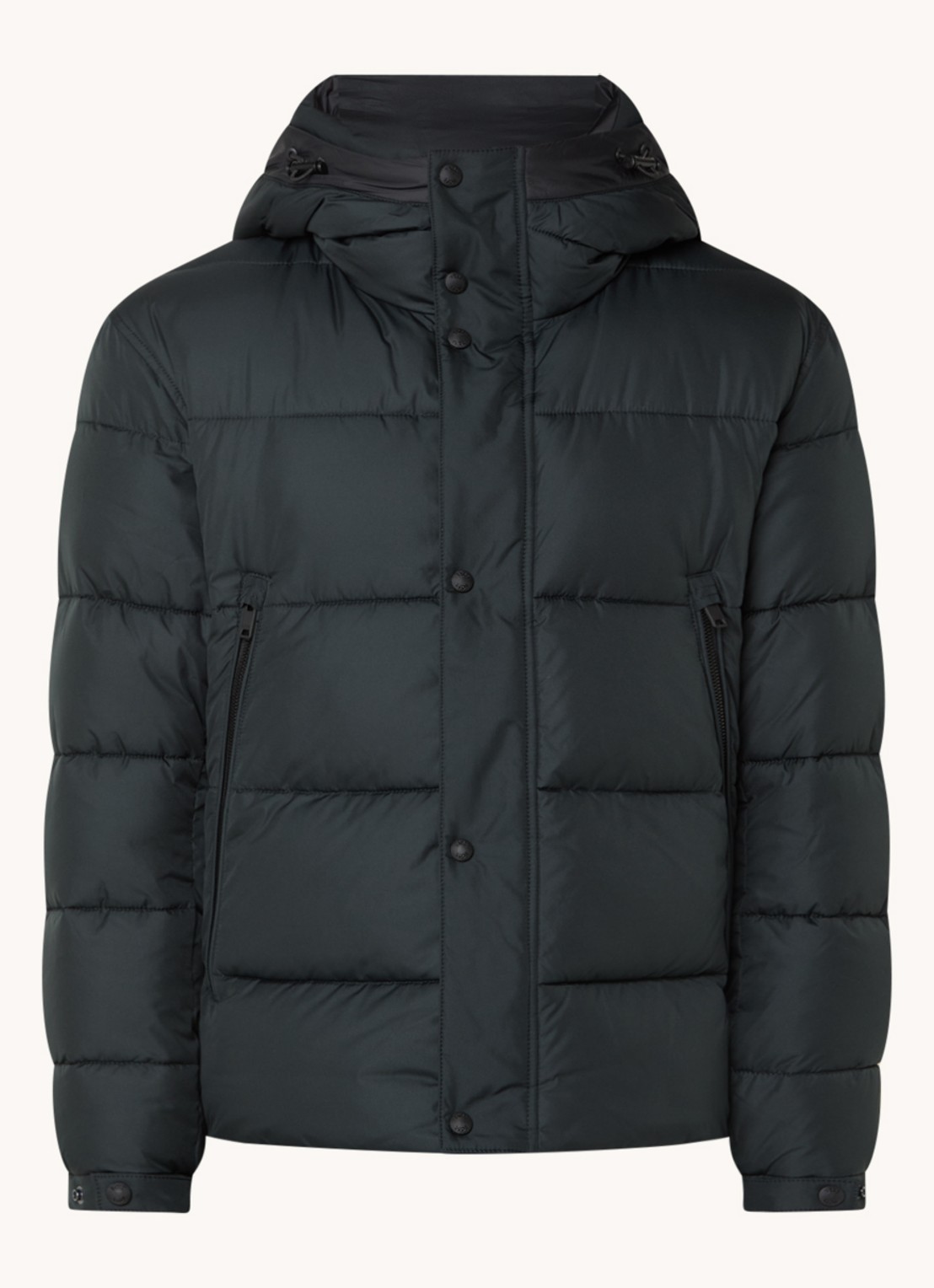 BOSS Regular-fit puffer jack van waterafstotend materiaal - voorkant antraciet