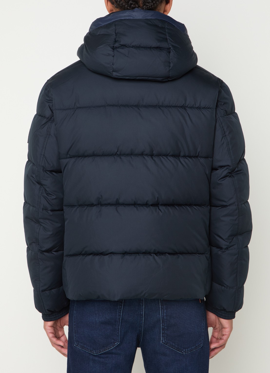 BOSS Regular-fit puffer jack van waterafstotend materiaal - achterkant 4 donkerblauw