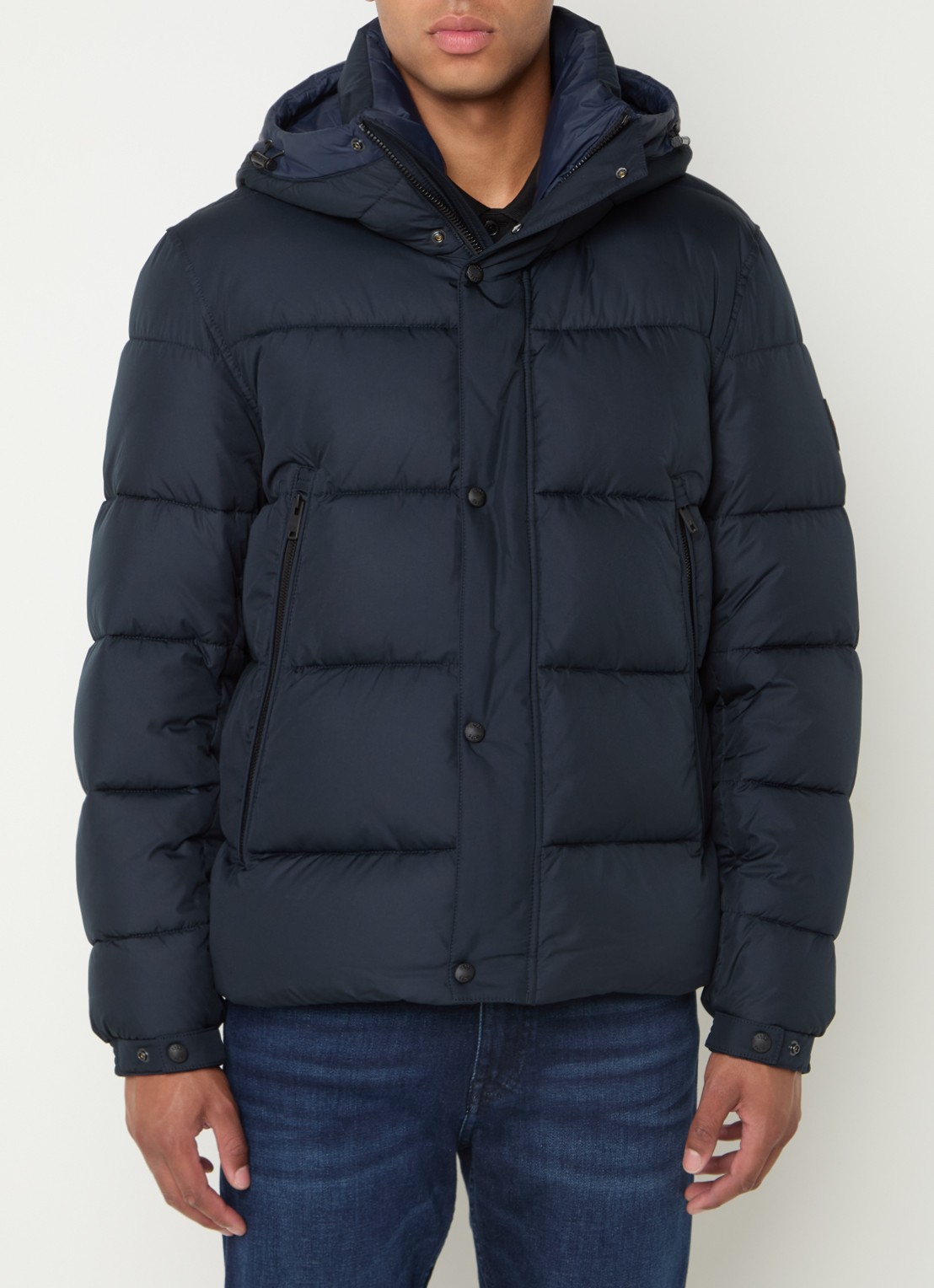 BOSS Regular-fit puffer jack van waterafstotend materiaal - detail 3 donkerblauw