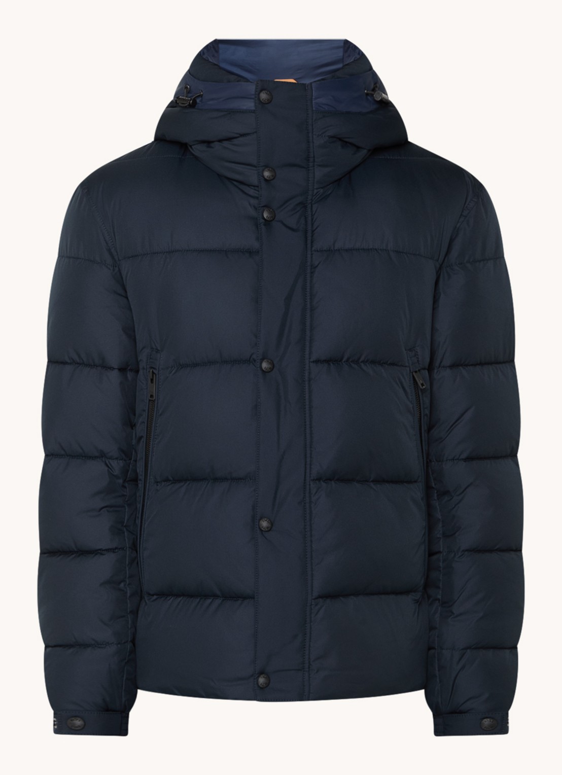 BOSS Regular-fit puffer jack van waterafstotend materiaal - voorkant donkerblauw