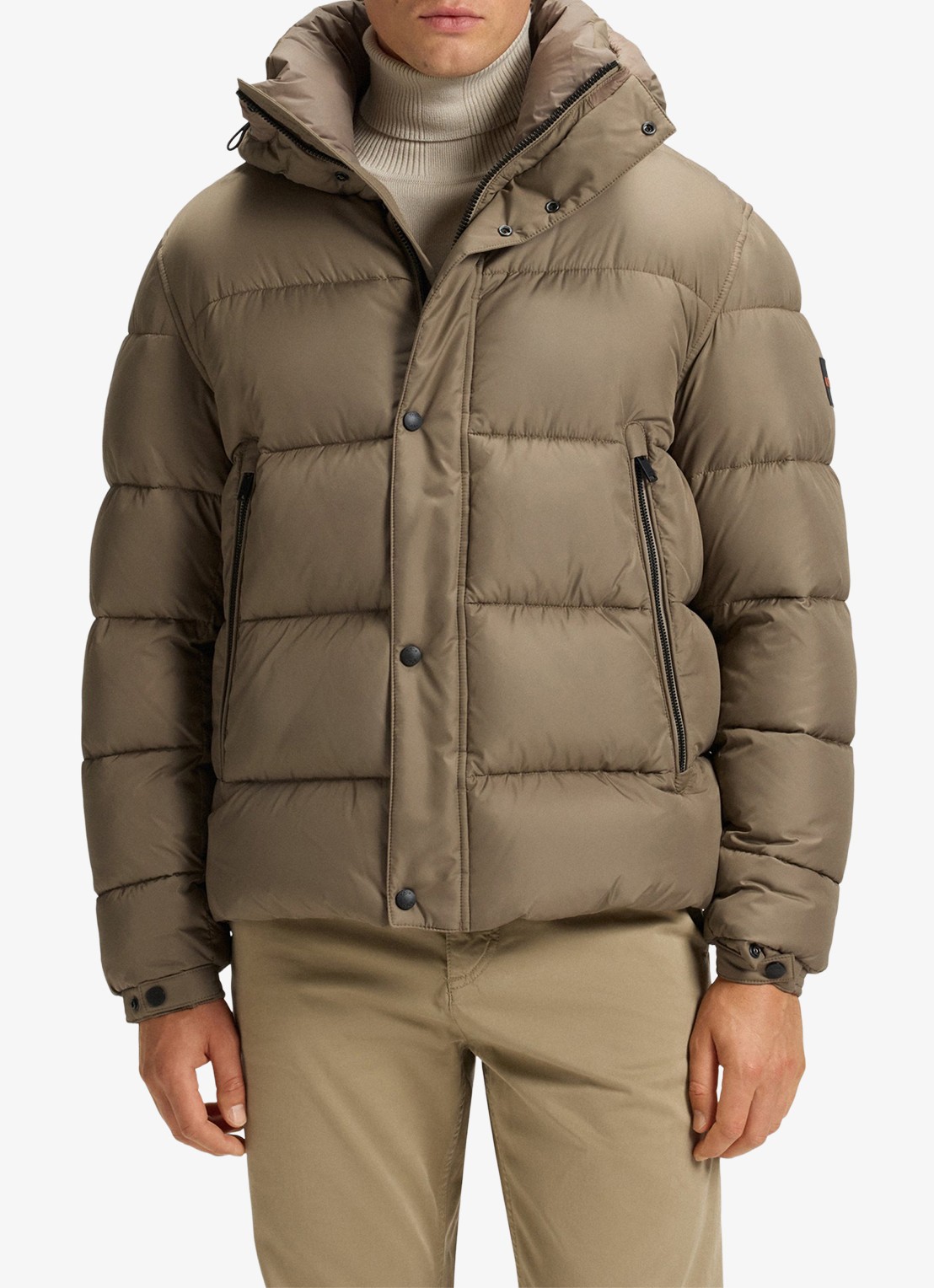 BOSS Regular-fit puffer jack van waterafstotend materiaal - detail 4 open green-346
