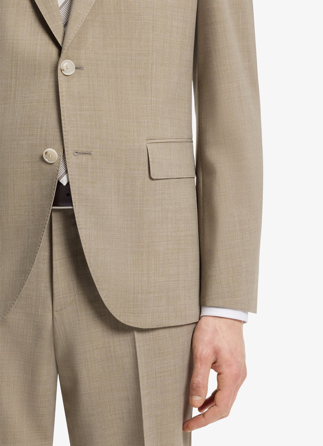 BOSS Regular-fit tweedelig pak van onderhoudsvriendelijk materiaal - detail 4 beige/khaki-250