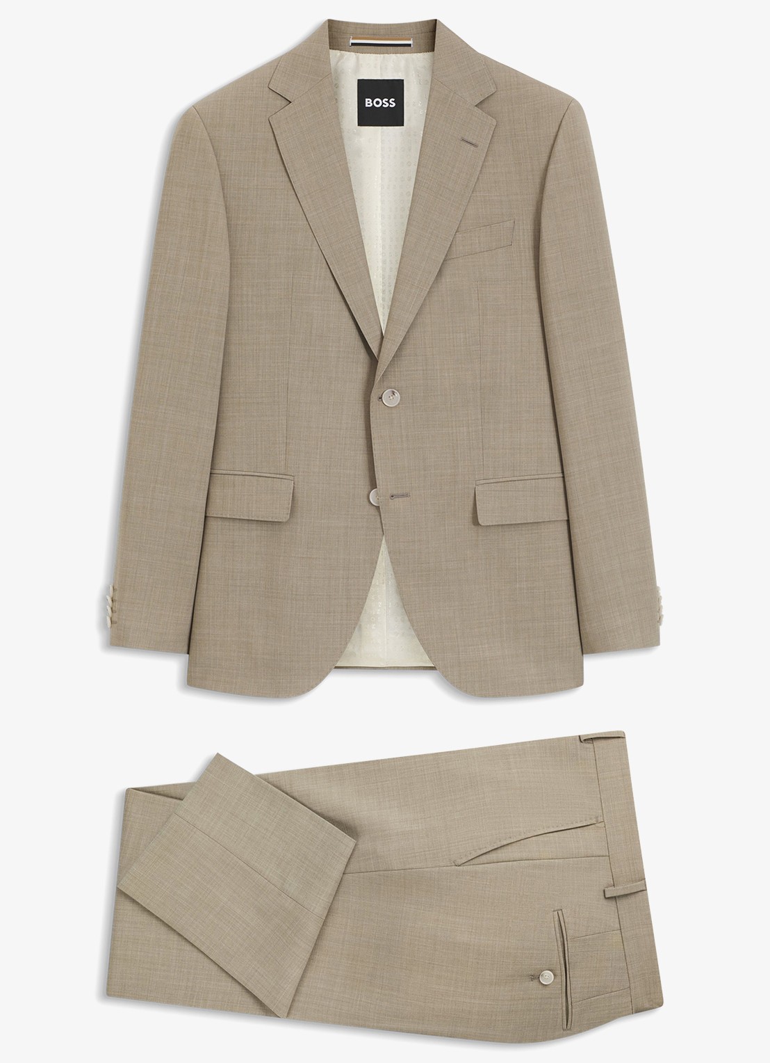 BOSS Regular-fit tweedelig pak van onderhoudsvriendelijk materiaal - voorkant 7 beige/khaki-250