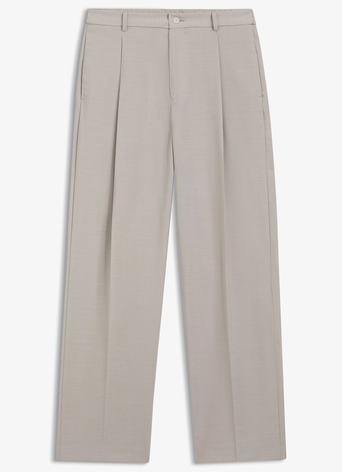 BOSS Relaxed fit broek van scheerwol - voorkant beige