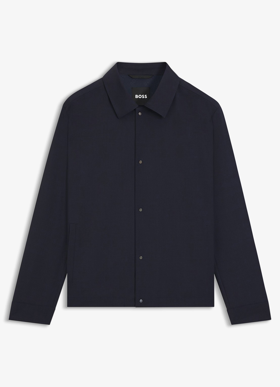 BOSS Relaxed fit overshirt in wolblend - voorkant 5 donkerblauw