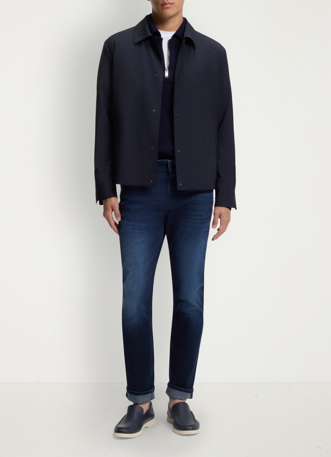 BOSS Relaxed fit overshirt in wolblend - voorkant 6 donkerblauw