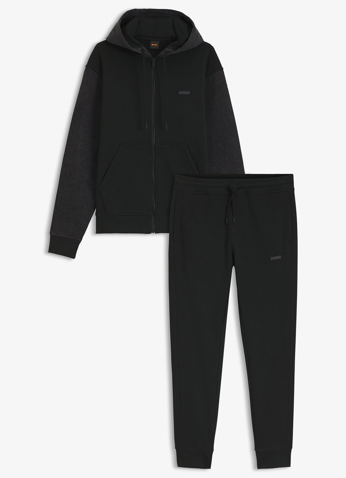 BOSS Relaxed fit trainingspak met logo - voorkant 2 zwart