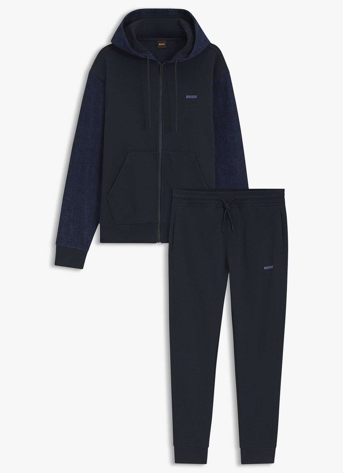 BOSS Relaxed fit trainingspak met logo - voorkant donkerblauw