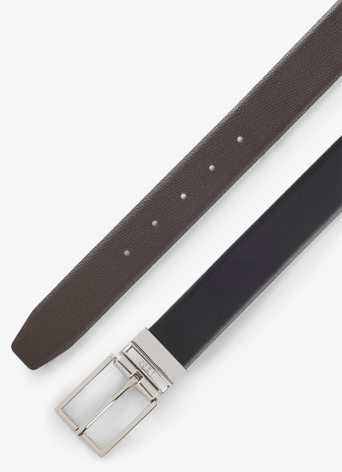 BOSS Reversible riem van leer  - detail 5 zwart