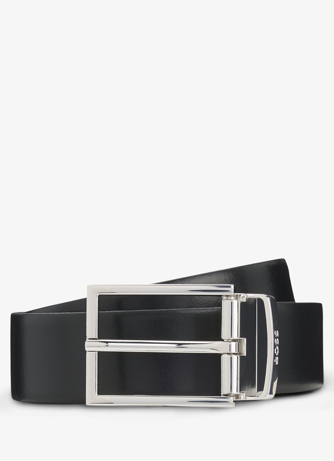BOSS Reversible riem van leer  - voorkant 2 zwart