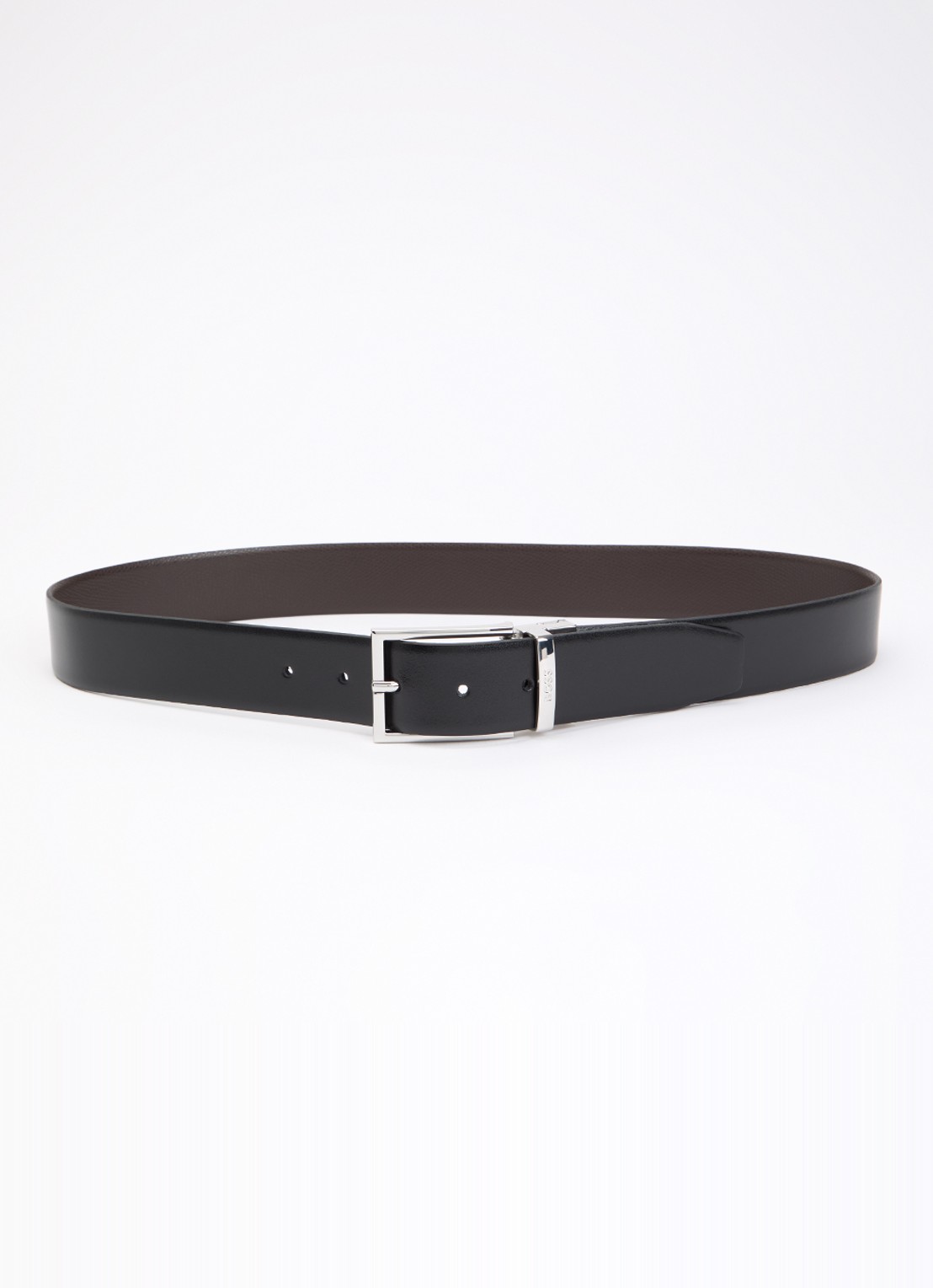BOSS Reversible riem van leer  - voorkant 4 zwart