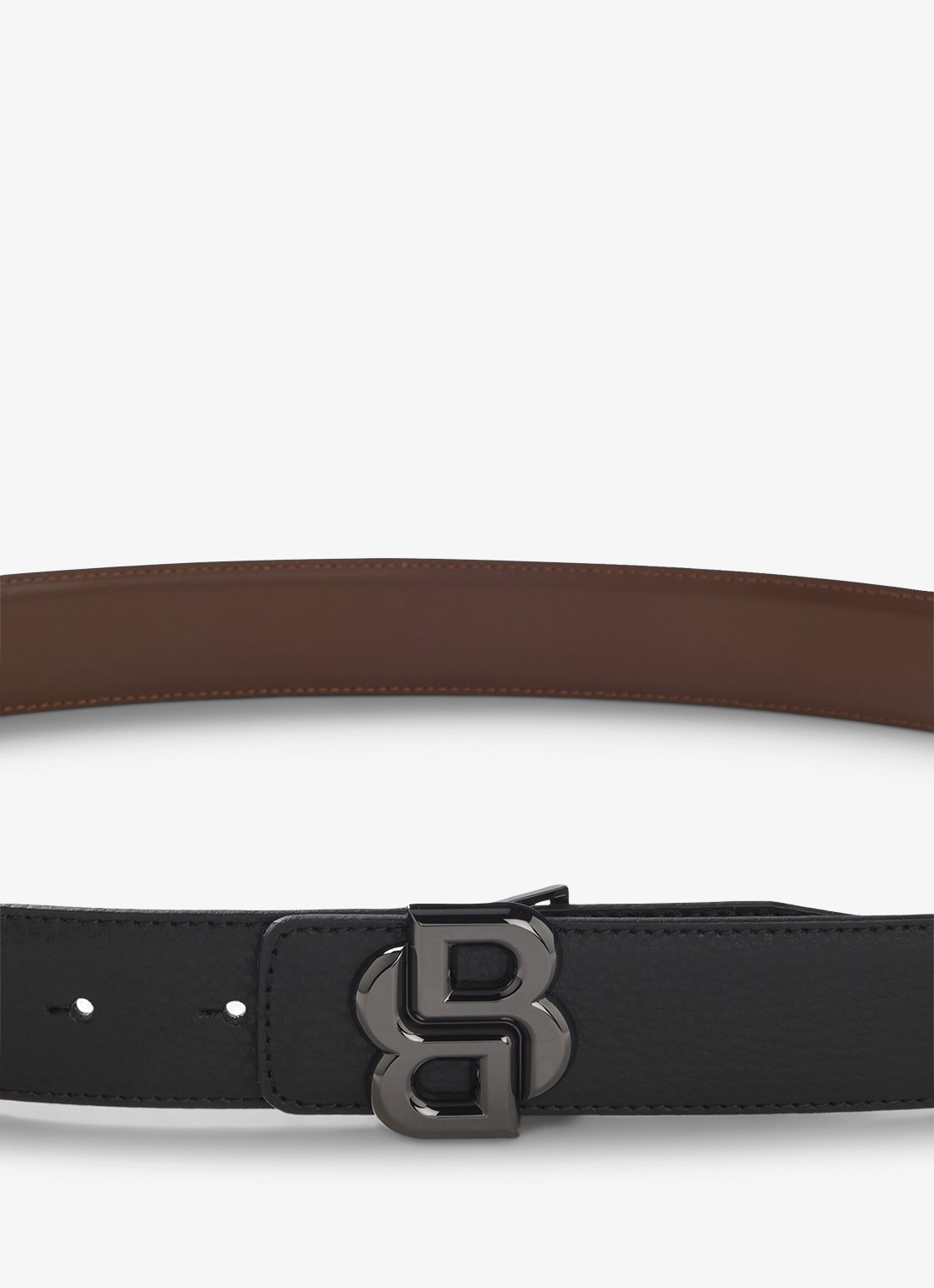 BOSS Reversible riem van leer - detail 2 zwart