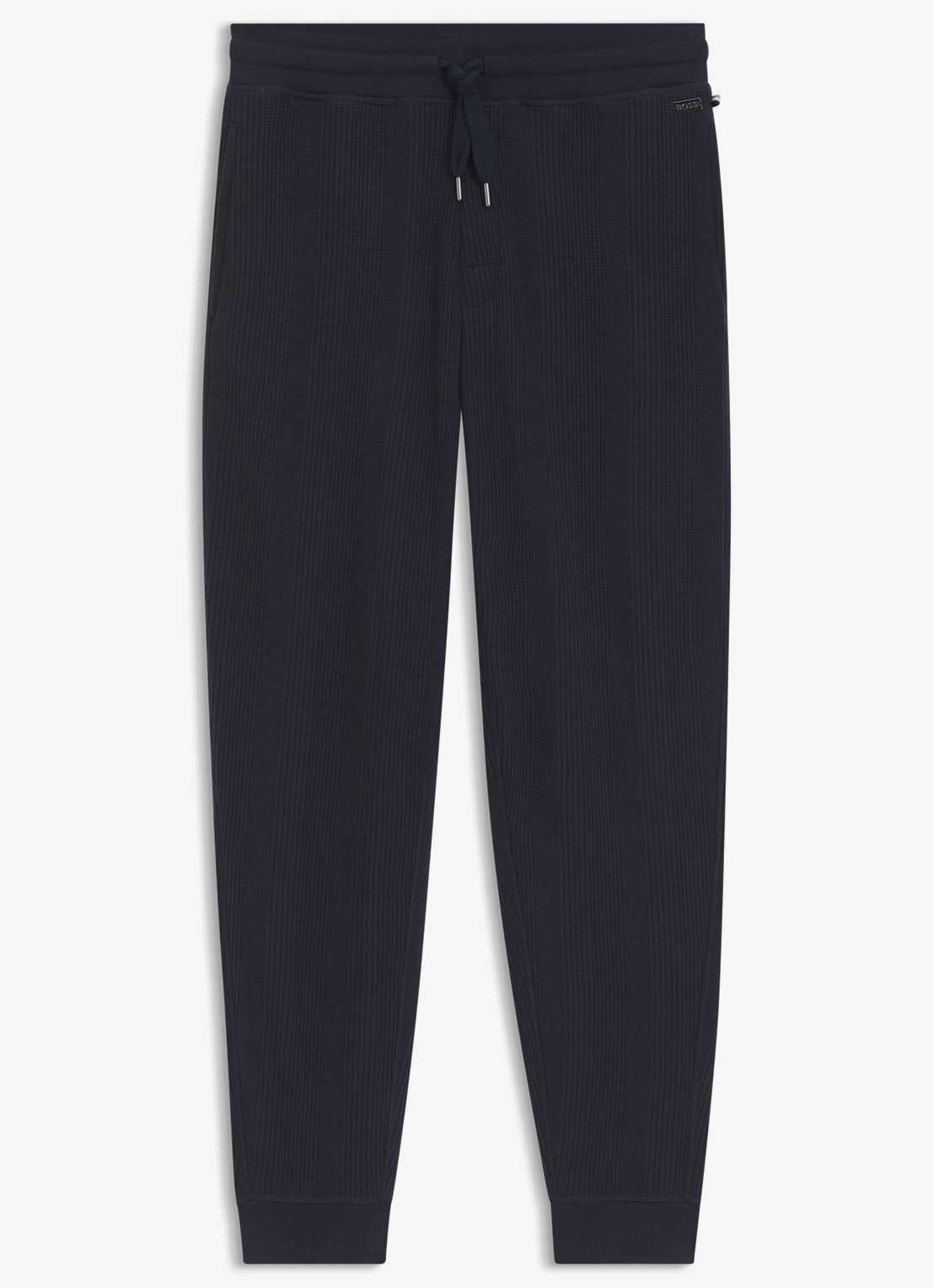 BOSS Ribgebreide tapered fit joggingbroek - voorkant 4 donkerblauw