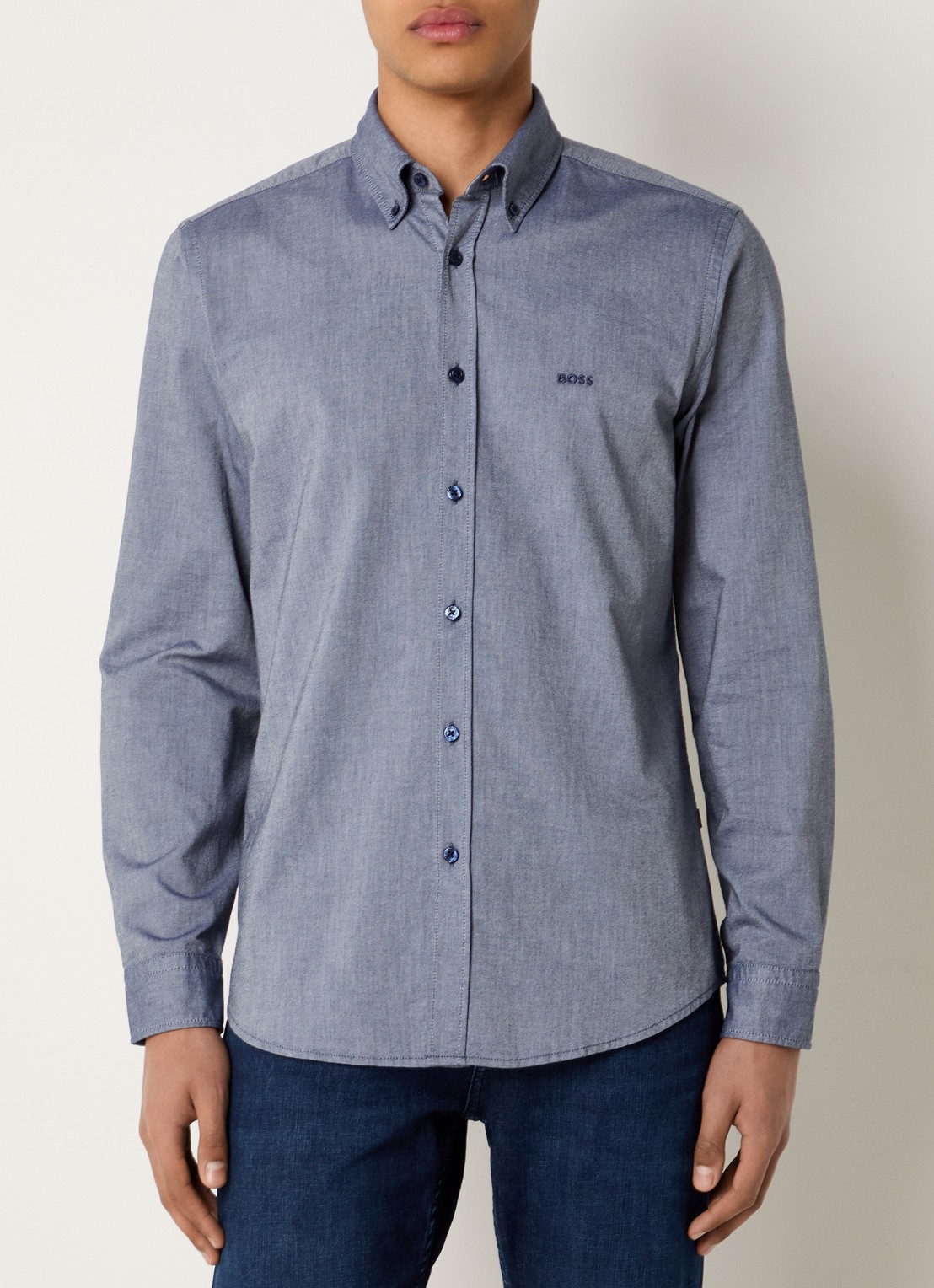 BOSS Rickert regular fit overhemd van  katoen - detail 3 indigo