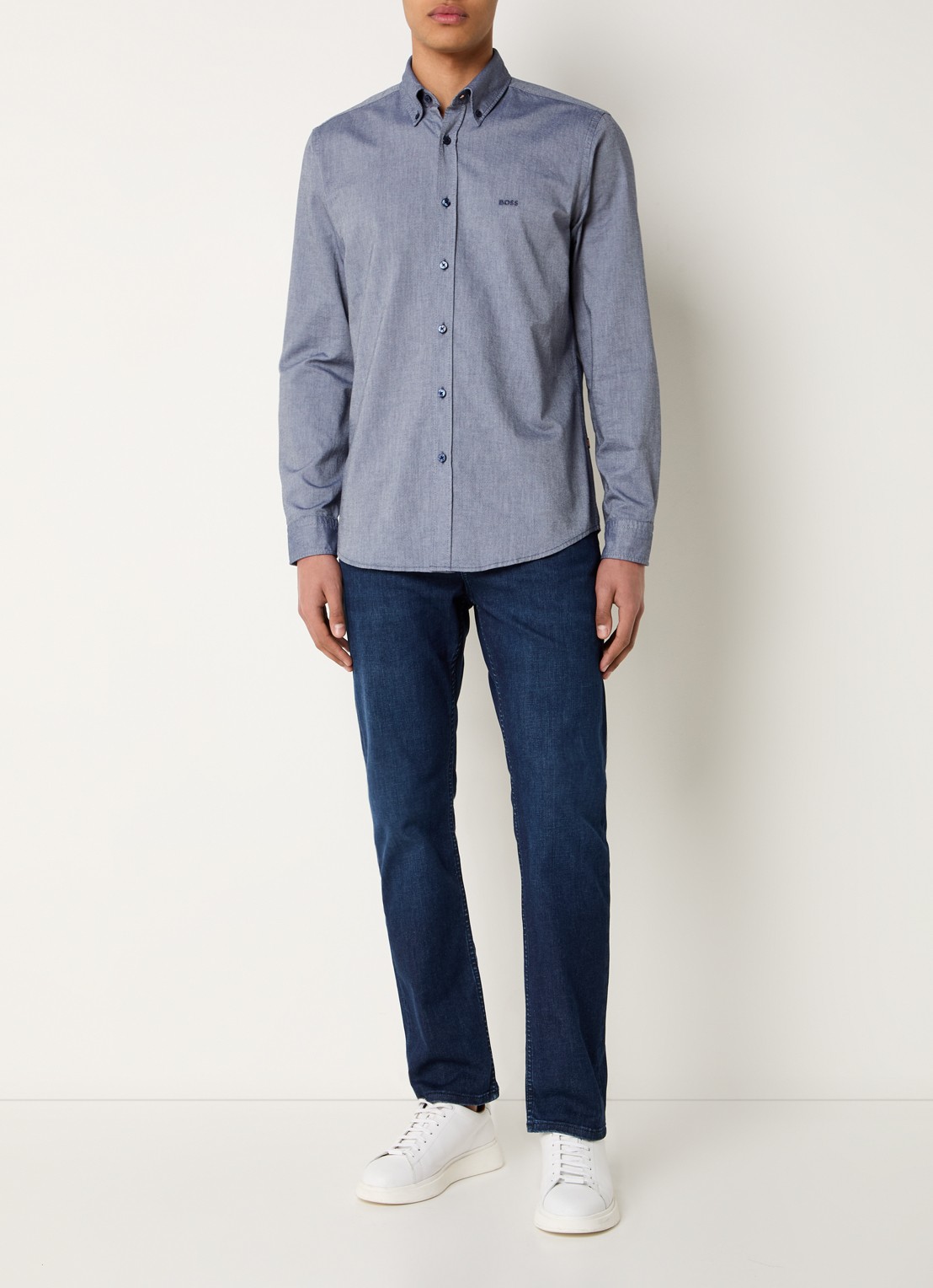 BOSS Rickert regular fit overhemd van  katoen - voorkant 2 indigo