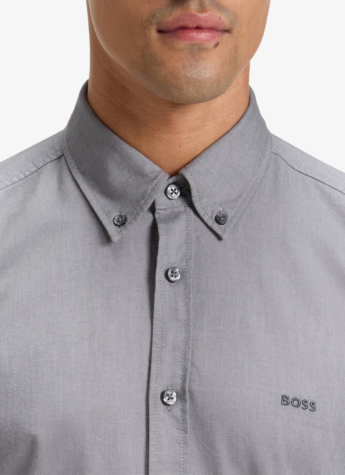 BOSS Rickert regular fit overhemd van  katoen - detail 2 lichtgrijs