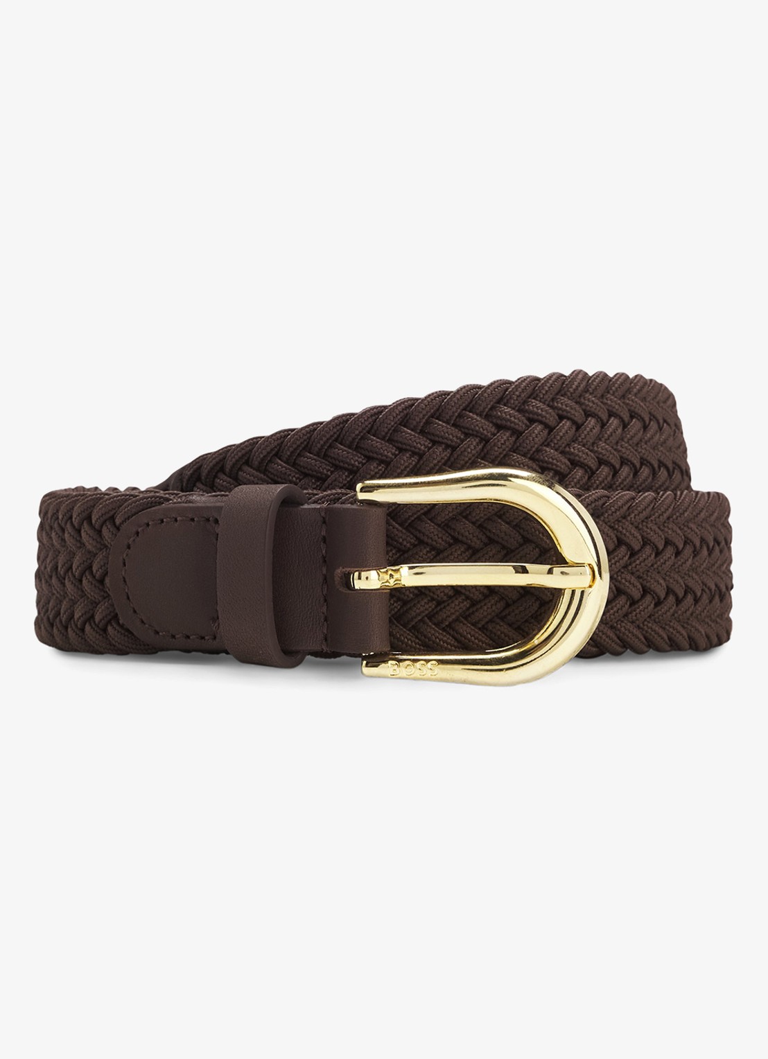 BOSS Riem met gevlochten detail - voorkant 3 donkerbruin