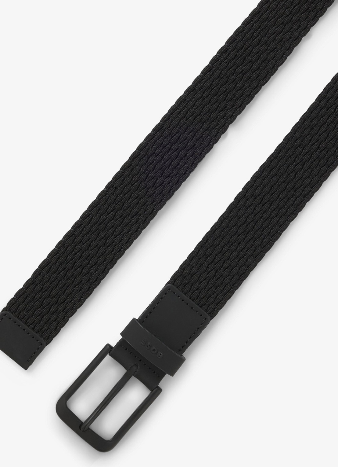 BOSS Riem met leren details - detail zwart