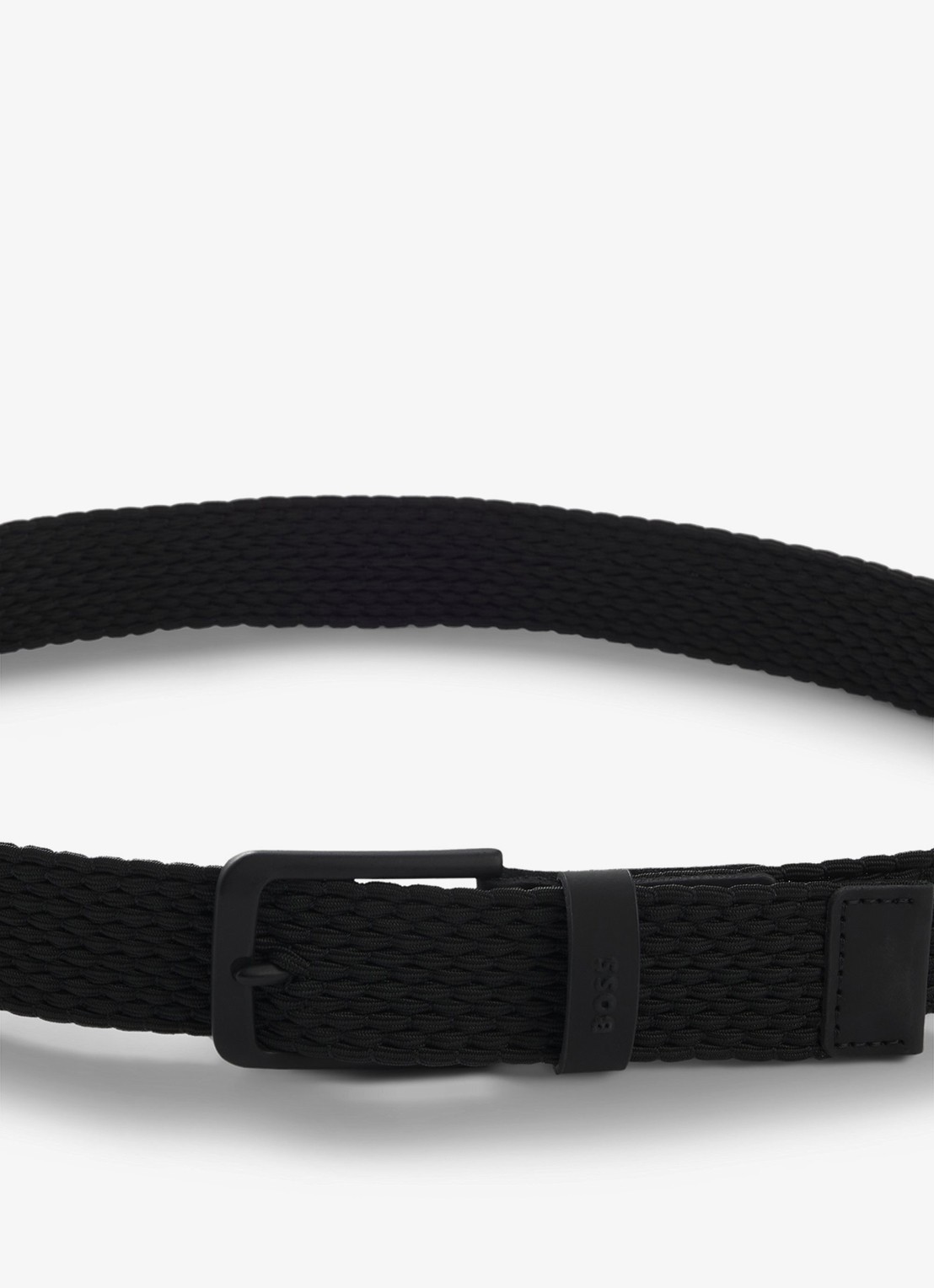 BOSS Riem met leren details - detail 2 zwart