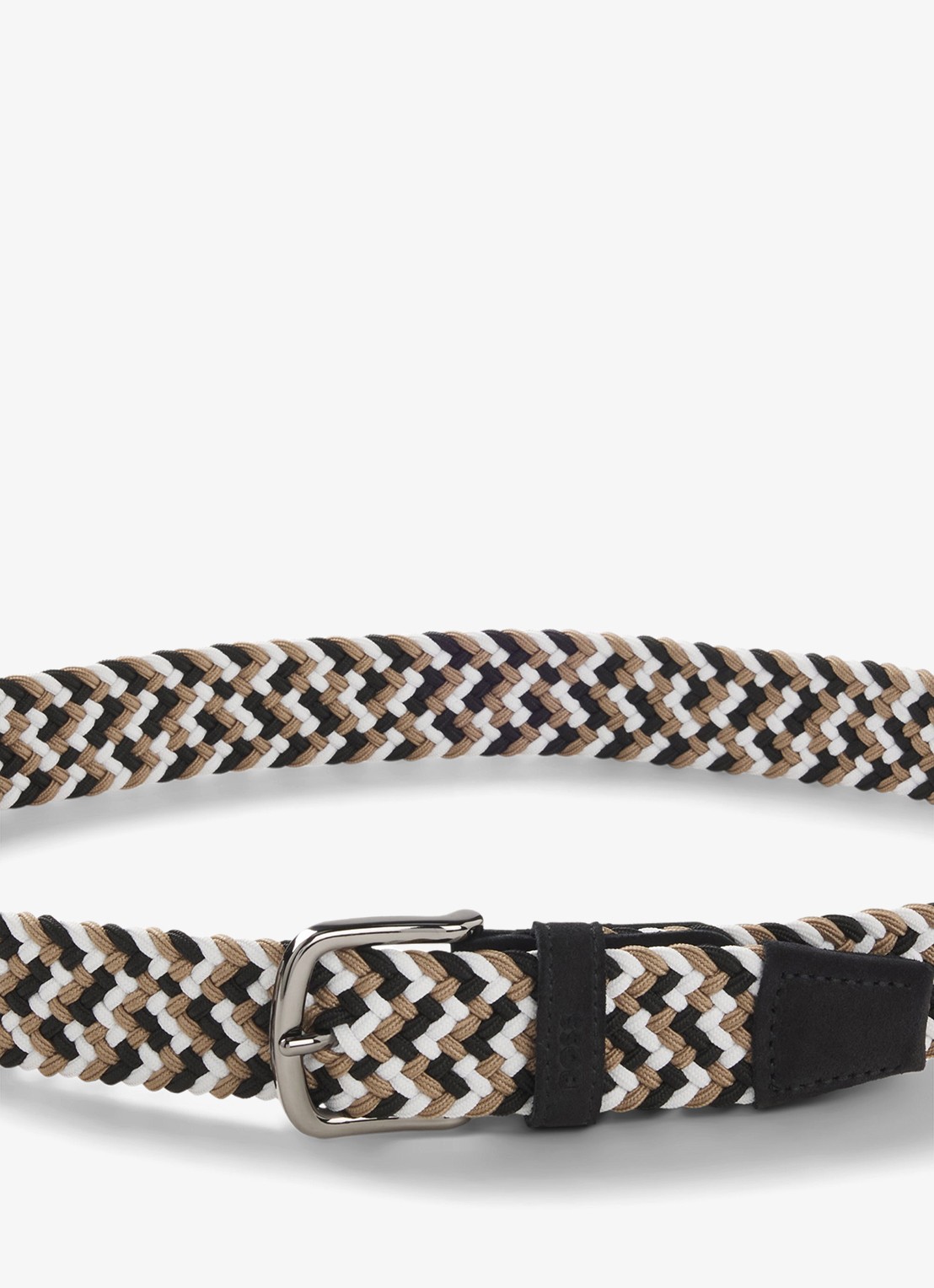 BOSS Riem van leer met gevlochten detail - detail 3 grijs