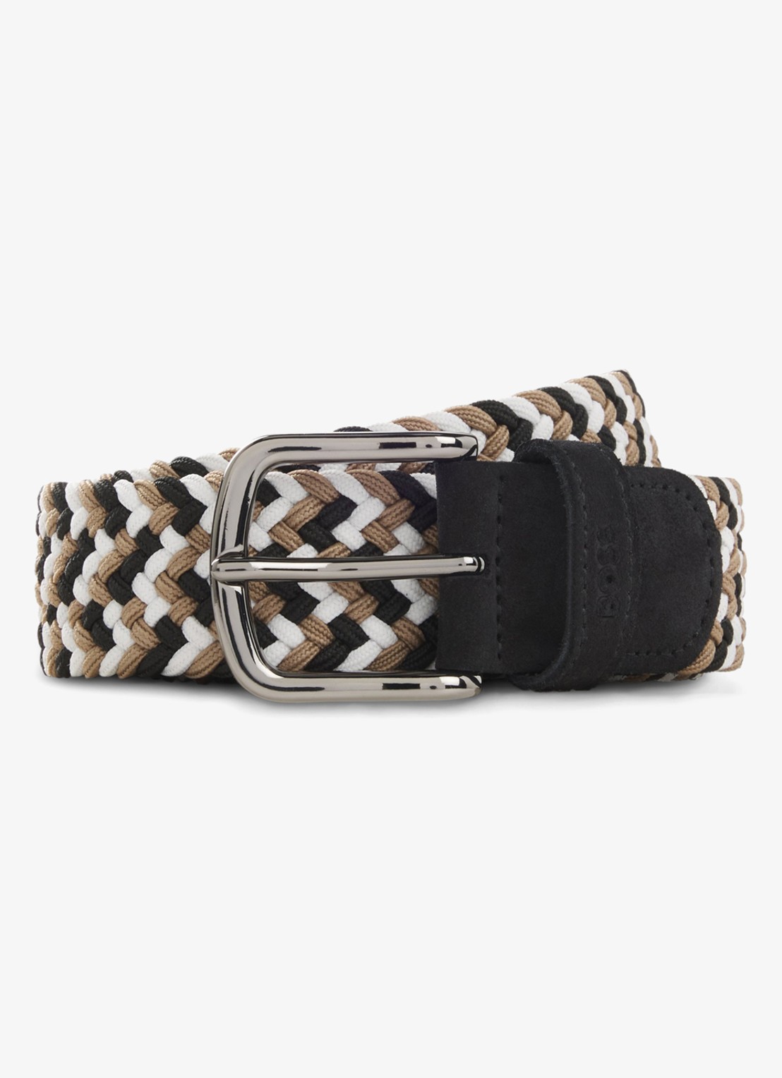 BOSS Riem van leer met gevlochten detail - voorkant 4 grijs