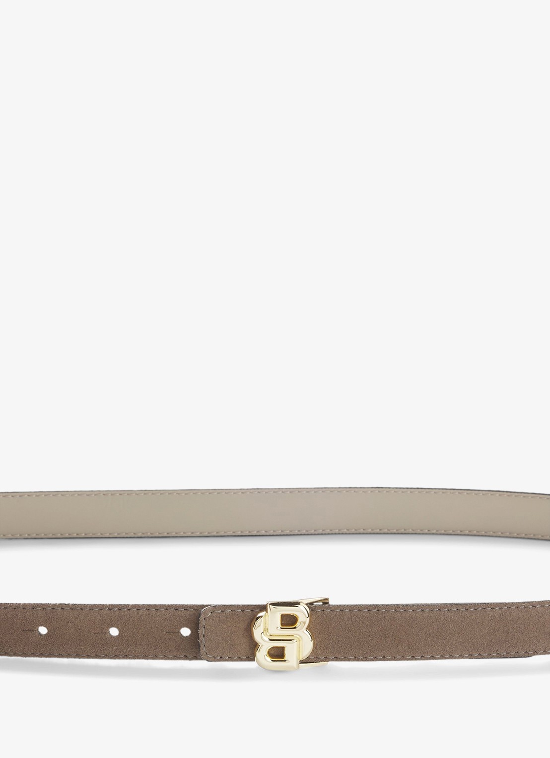 BOSS Riem van leer - achterkant donkerbeige