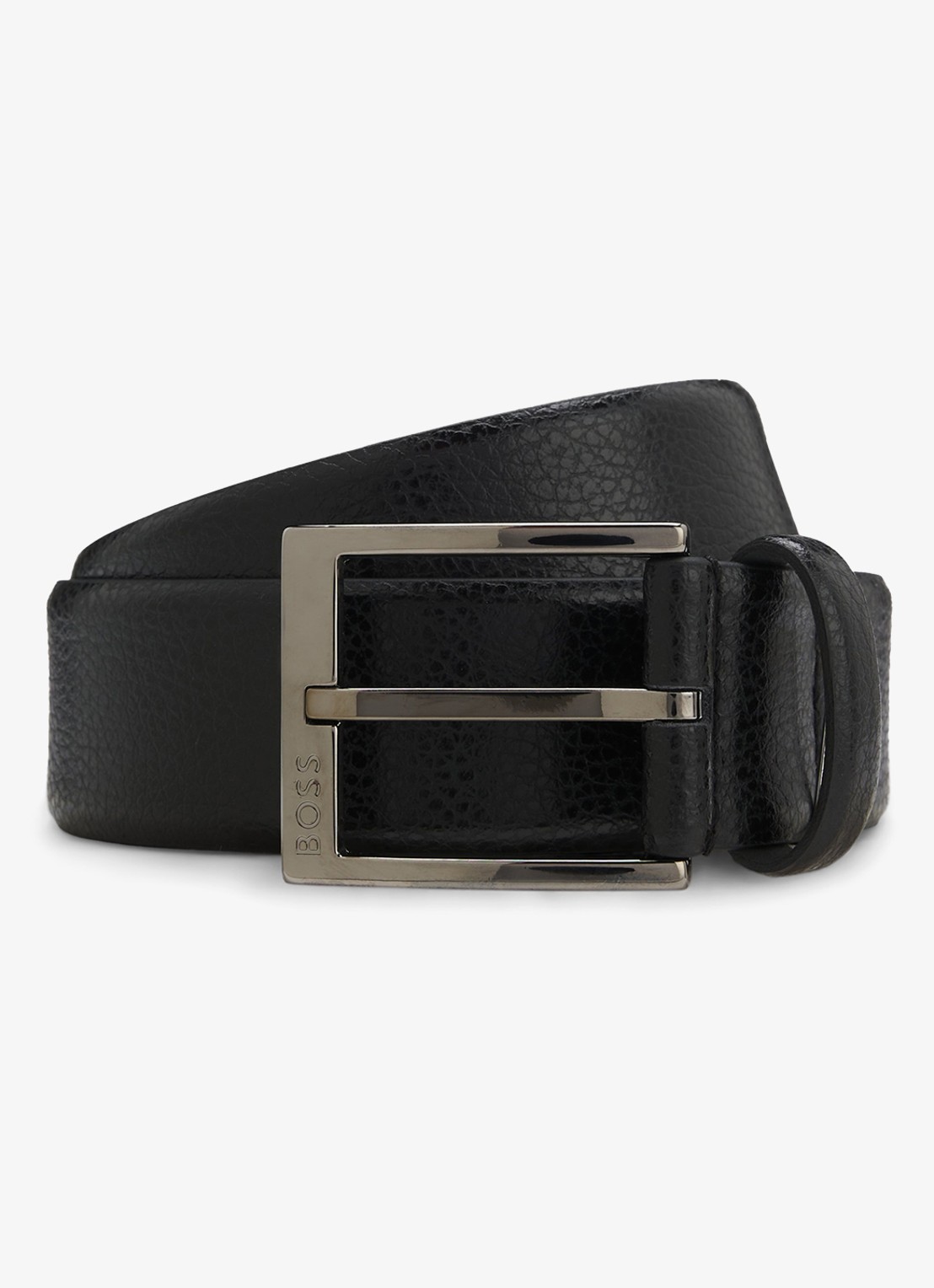 BOSS Riem van leer - voorkant zwart