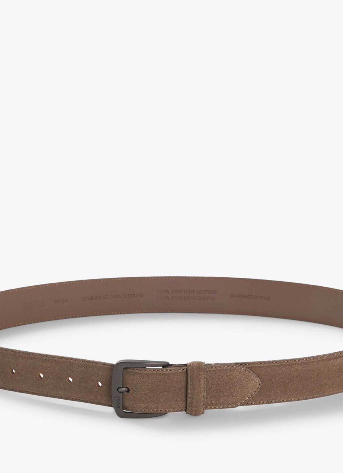 BOSS Riem van suède - detail 4 bruin