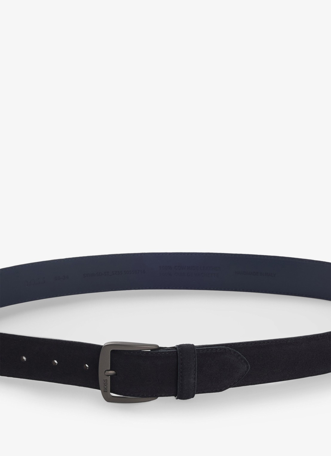 BOSS Riem van suède - detail 3 donkerblauw